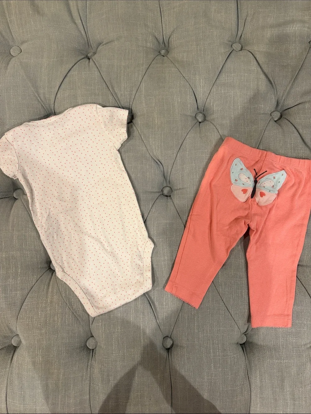Carter's White and Coral Baby Girls 2-Piece Matching Set
